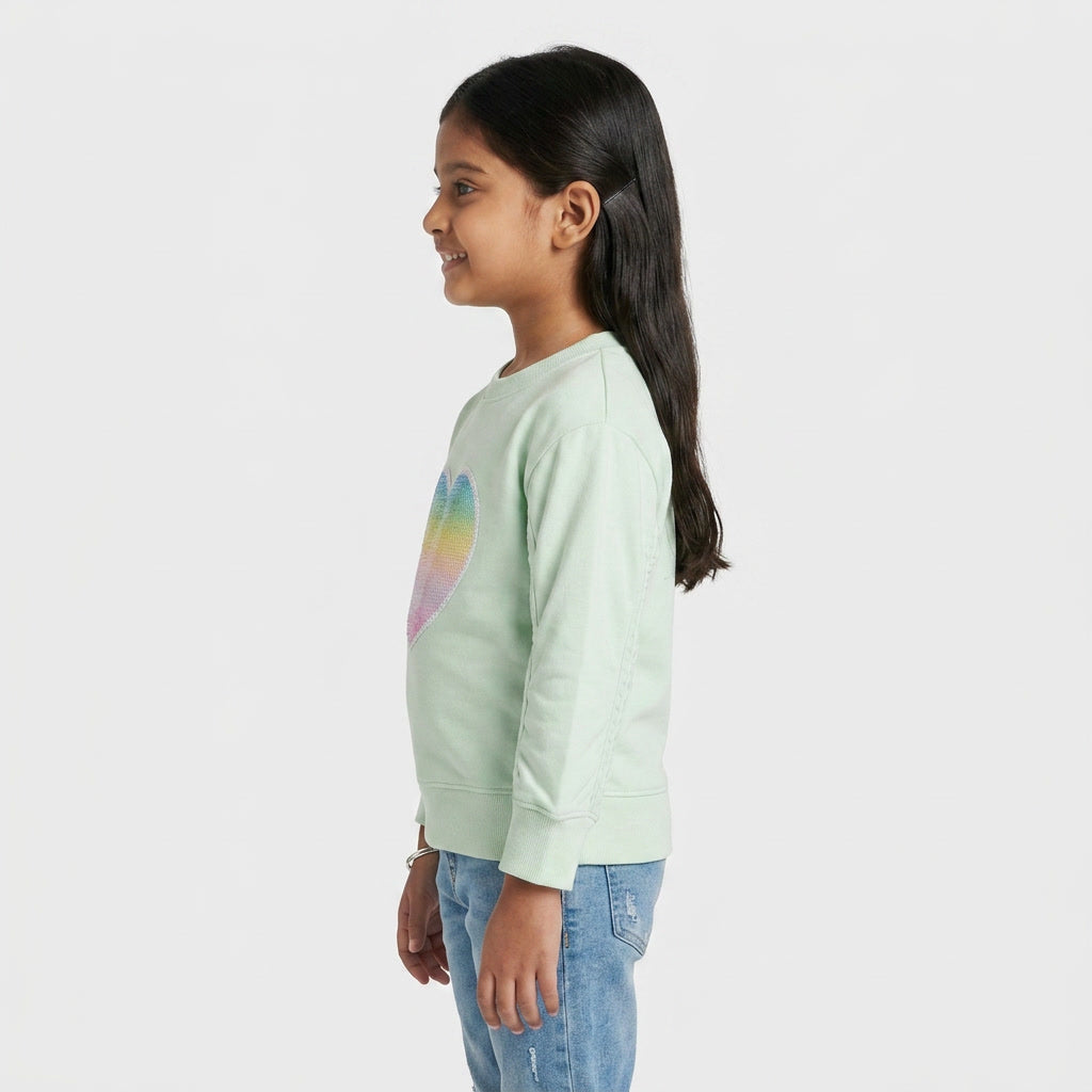 Girls Cotton Embellished Sweat Tee