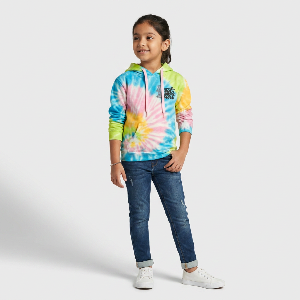 Girls Cotton Tie - Dye Sweat Tee