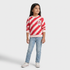 Girls Cotton Striped Crew Neck Sweat Tee