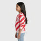 Girls Cotton Striped Crew Neck Sweat Tee