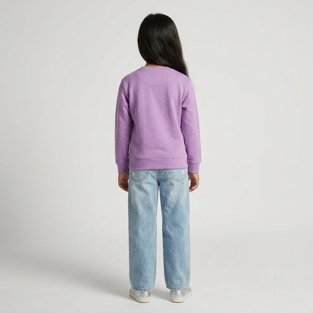 Girls Cotton Graphic Crew Neck Sweat Tee