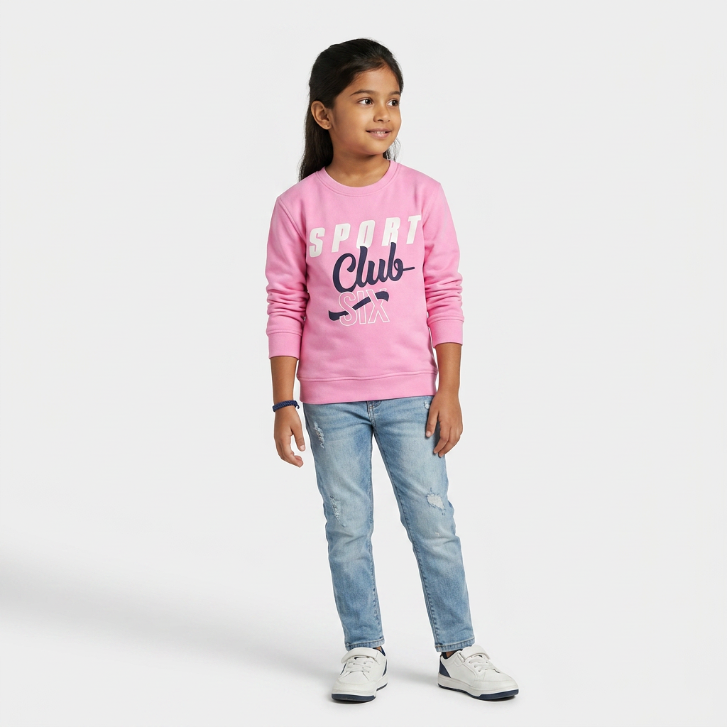 Girls Graphic Crew Neck Sweat Tee
