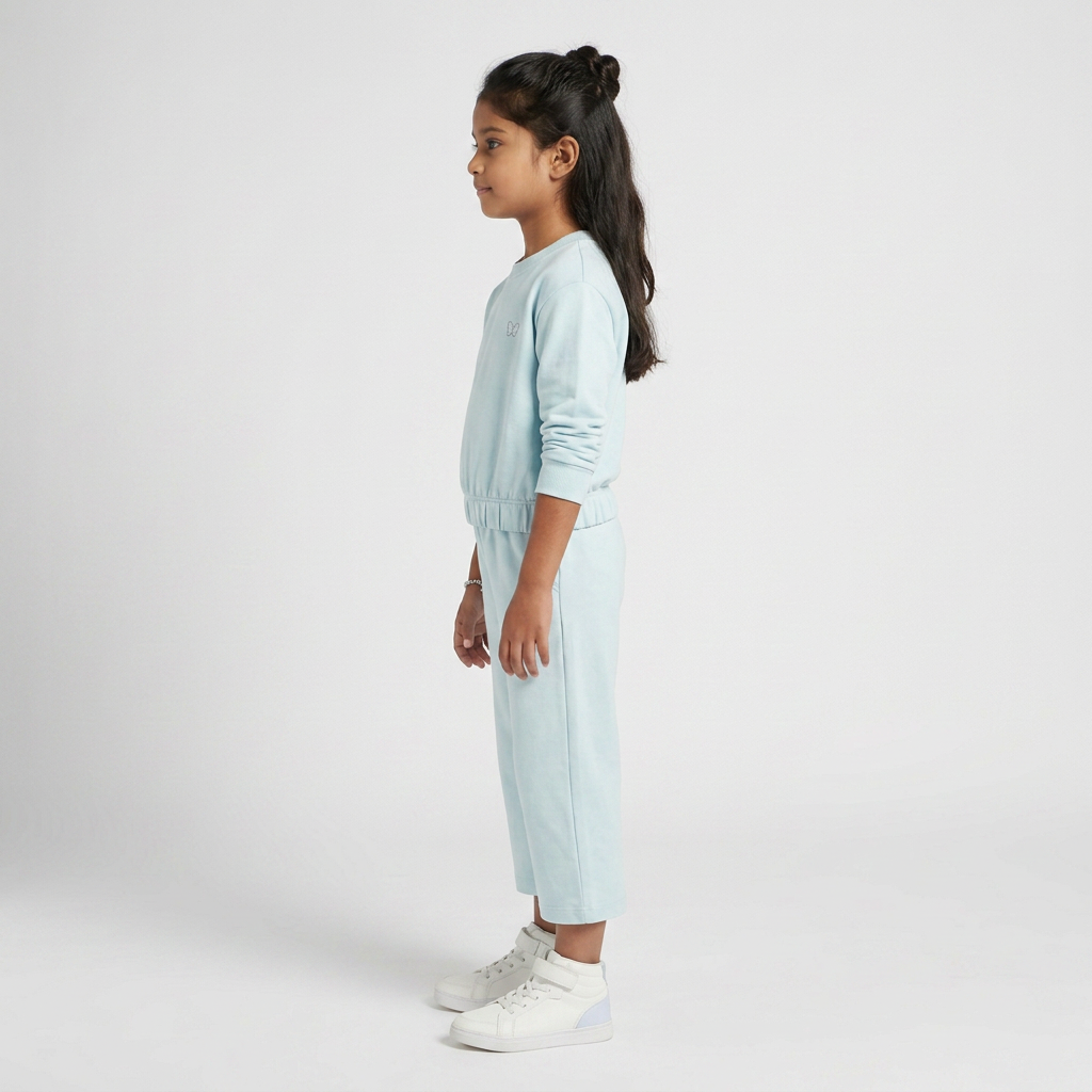 Girls Cotton Graphic Crew Neck Sweat Tee