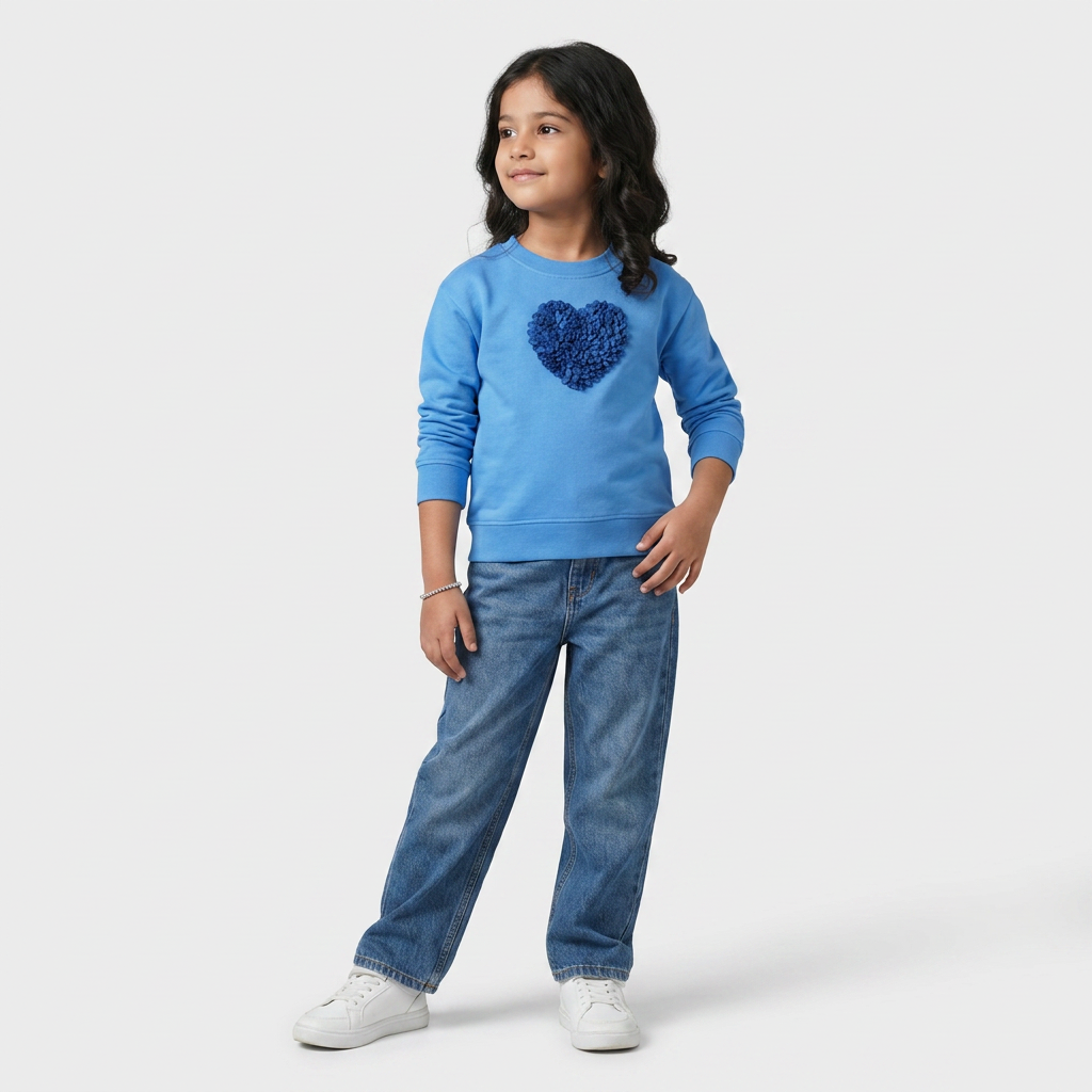 Girls Cotton Embellished Sweat Tee