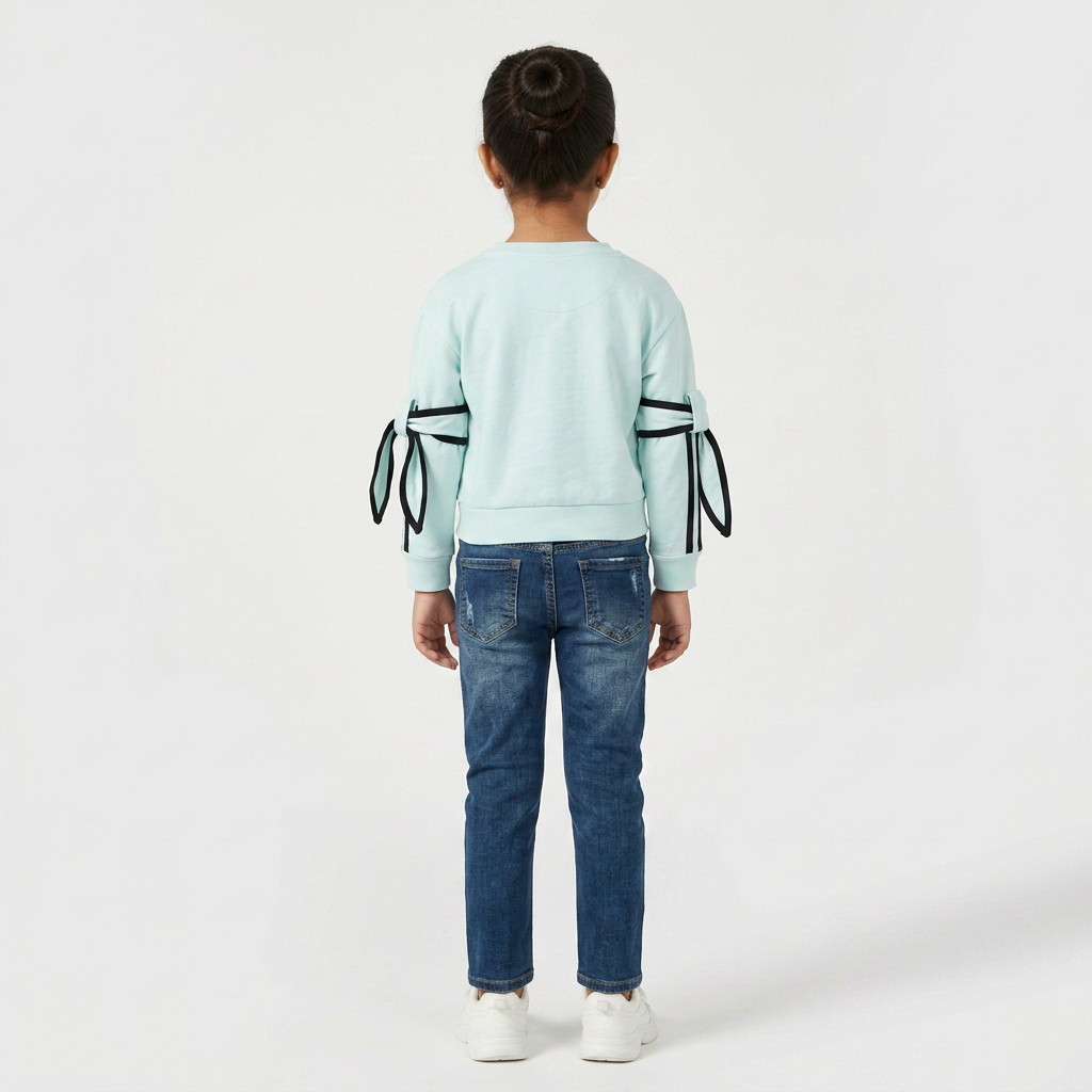 Girls Cotton Embellished Sweat Tee