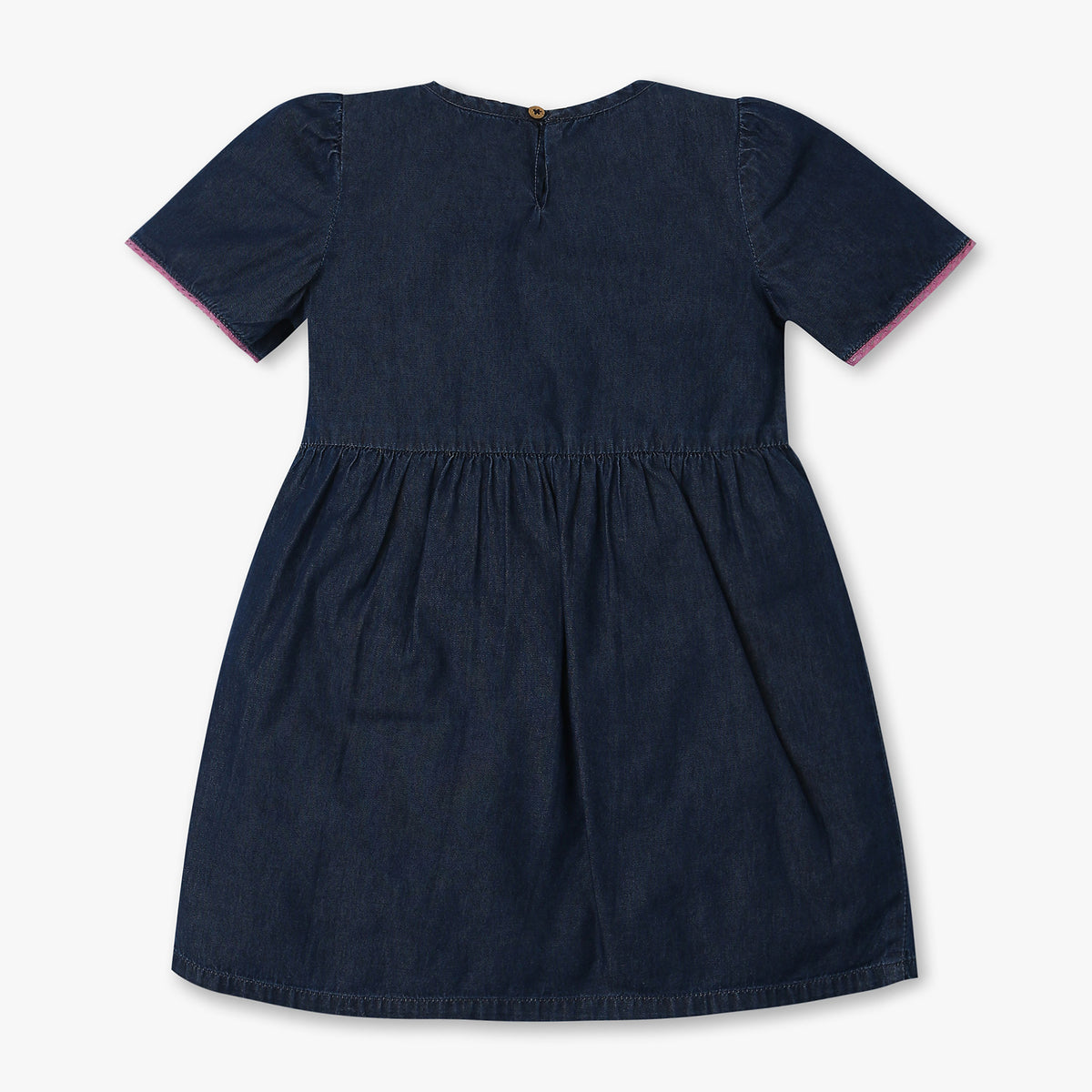 Regular Fit Embroidered A-Line Denim Dress