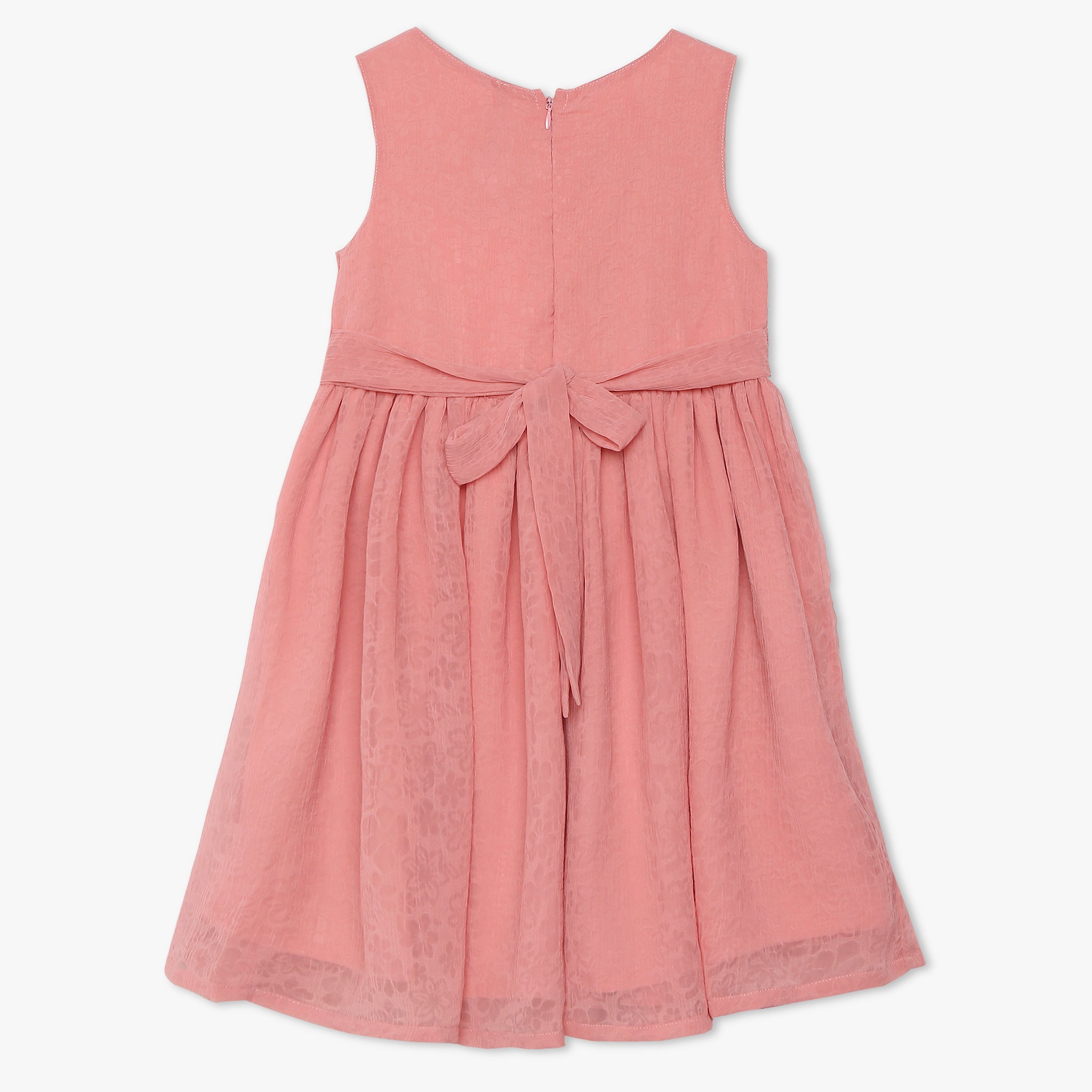 Girls Crew Neck Sleeveless Solid Frock