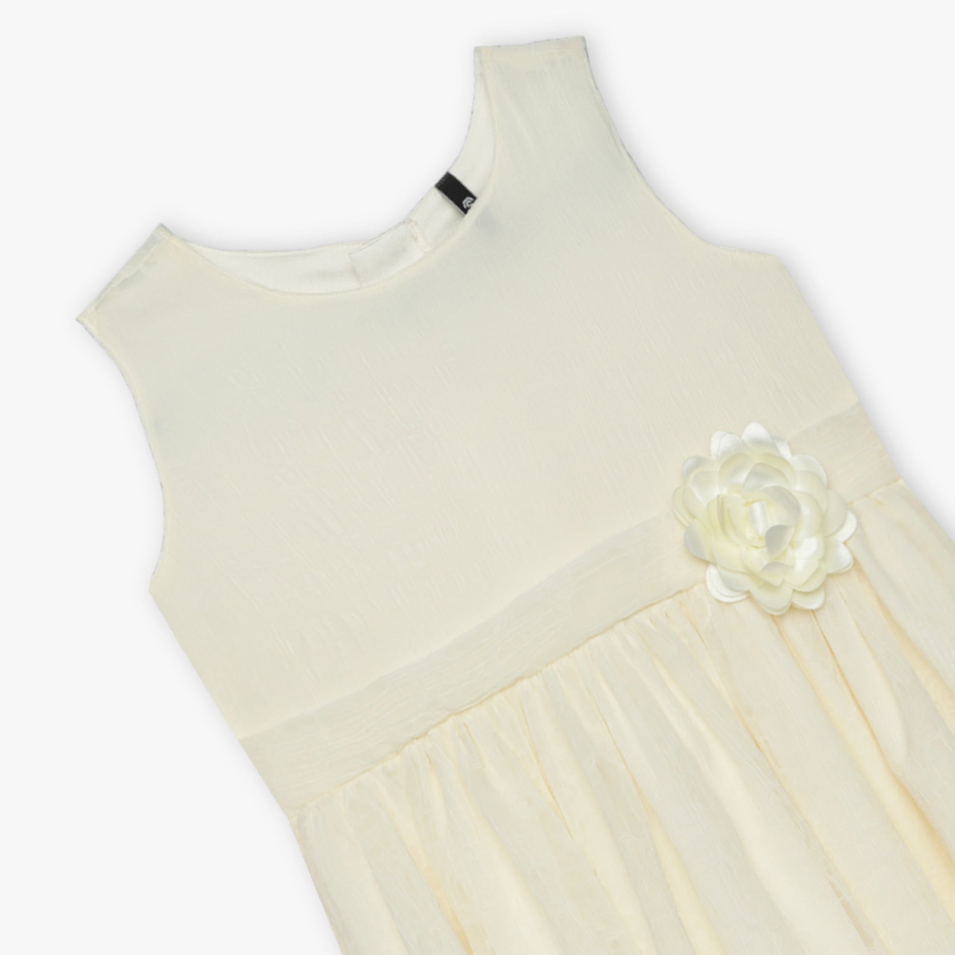 Girls Solid Crew Neck Sleeveless Dress