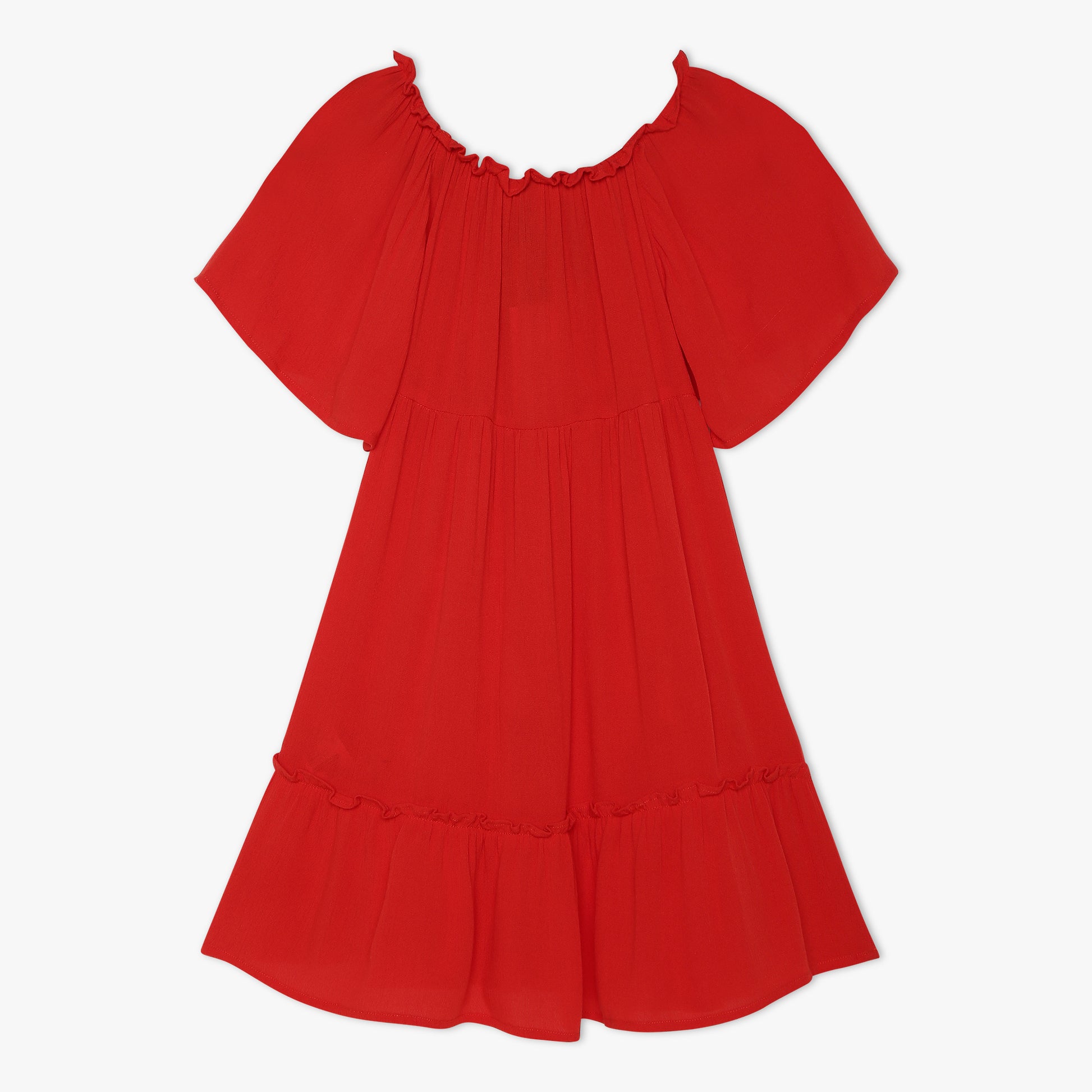 Girls Regular Fit Embroidered Round Neck Dress