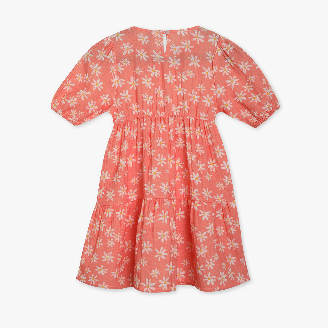 Girls Regular Fit Printed V Neck Dress