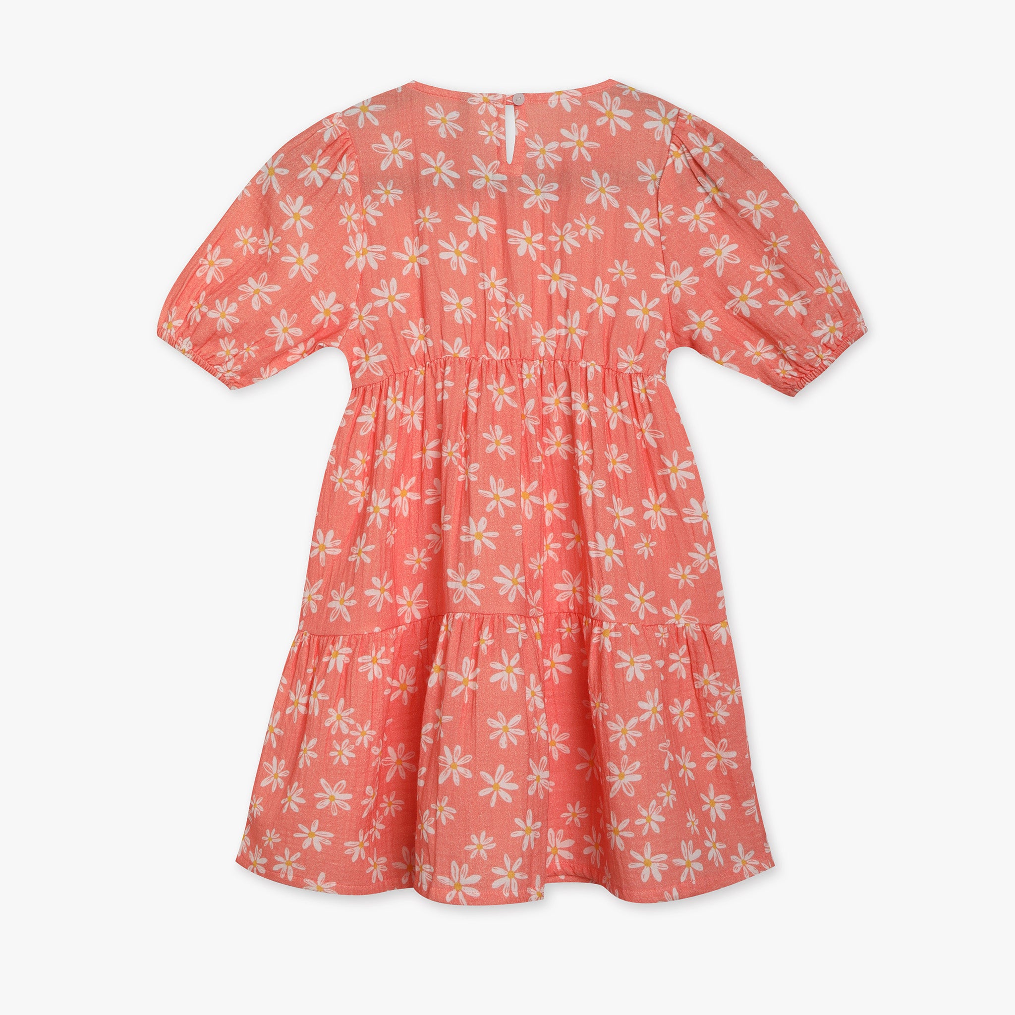 Girls Regular Fit Printed V Neck Dress