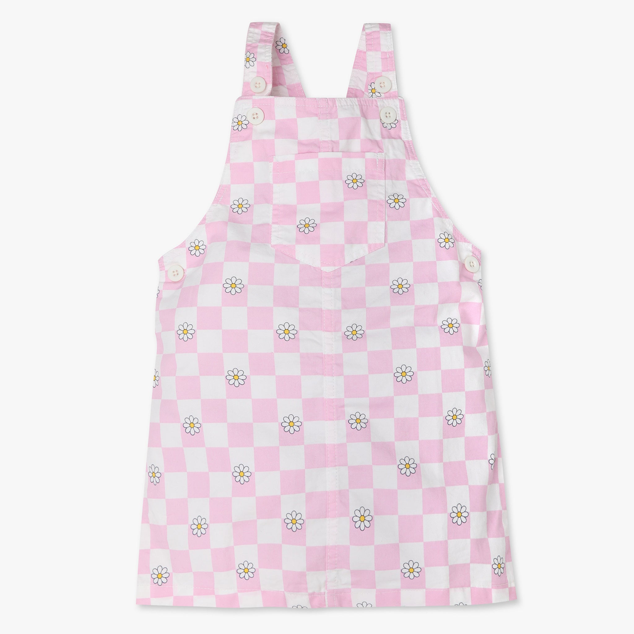 Girls Regular Fit Printed Square Neck Dress