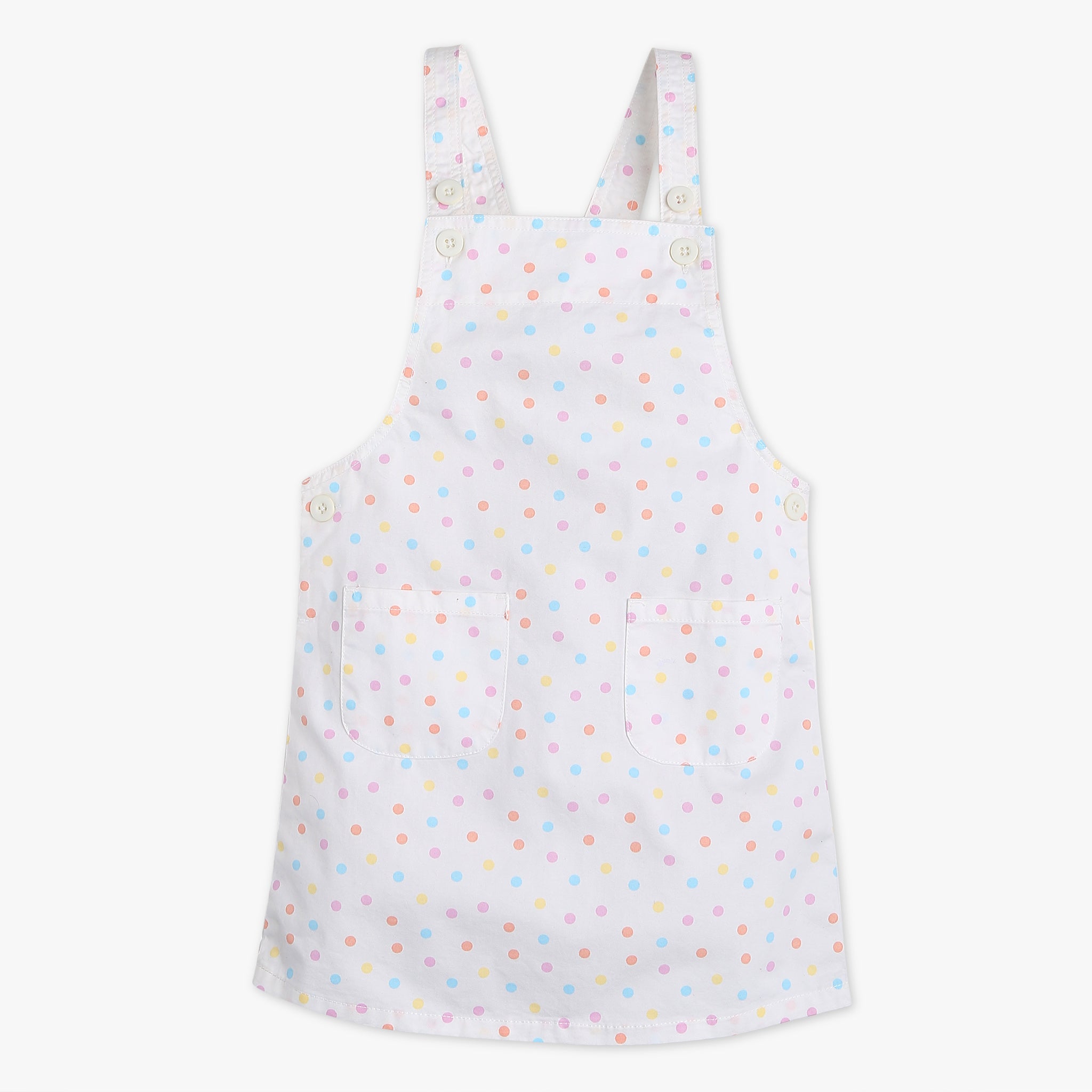 Girls Regular Fit Printed Square Neck Sleeveless Dress