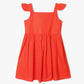 Girls Regular Fit Solid Square Neck Short Sleeve Dress