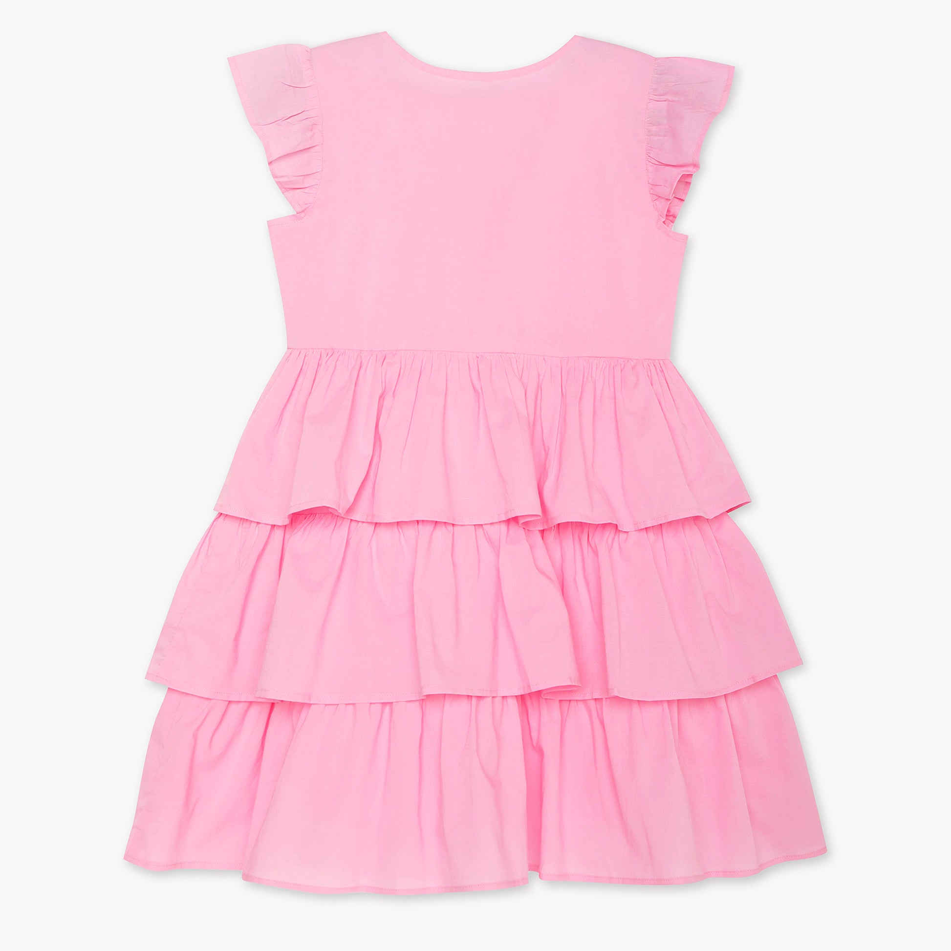 Girls Regular Fit Solid Round Neck Dress