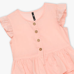 Girls Regular Fit Solid Round Neck Dress