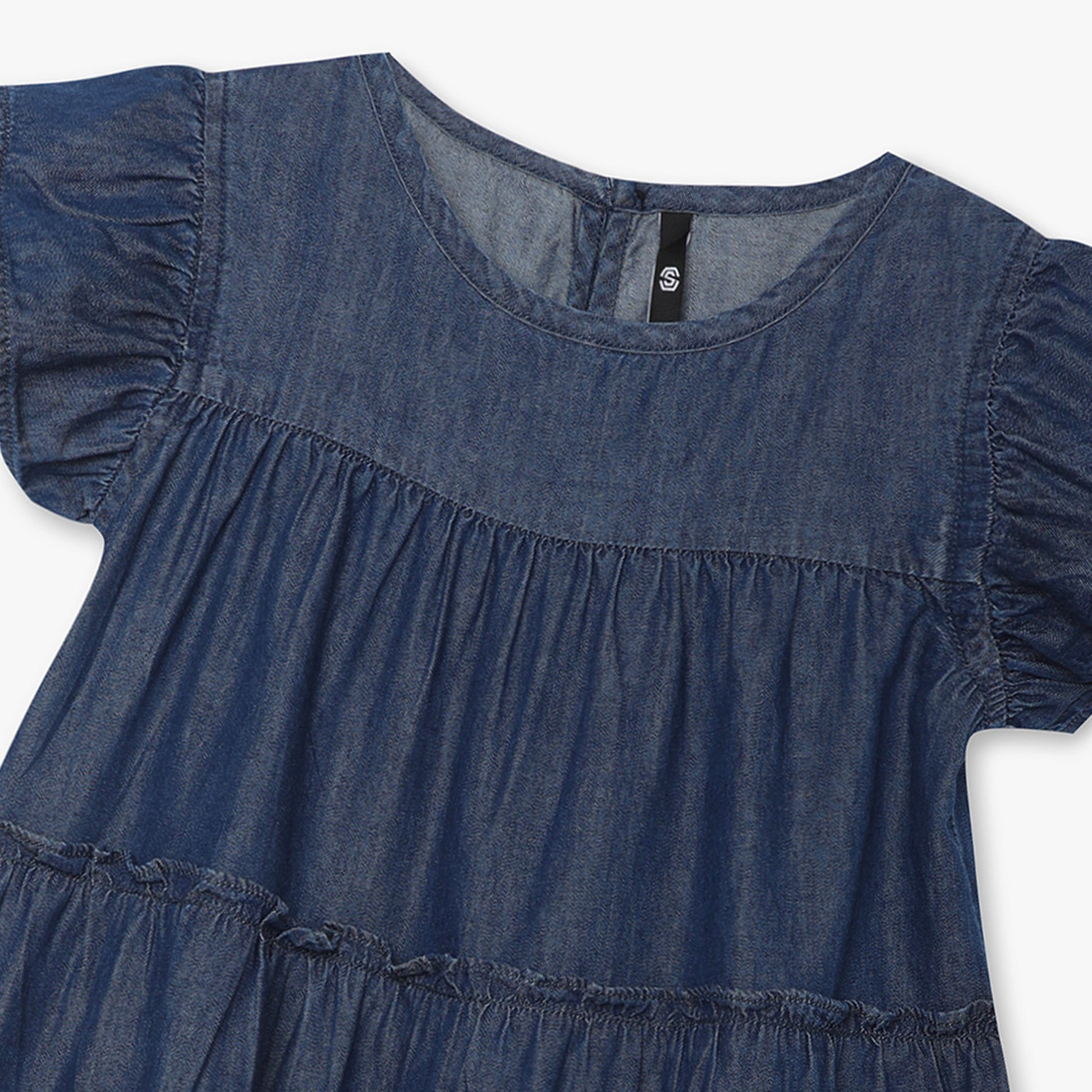 Girls Regular Fit Solid Round Neck Dress