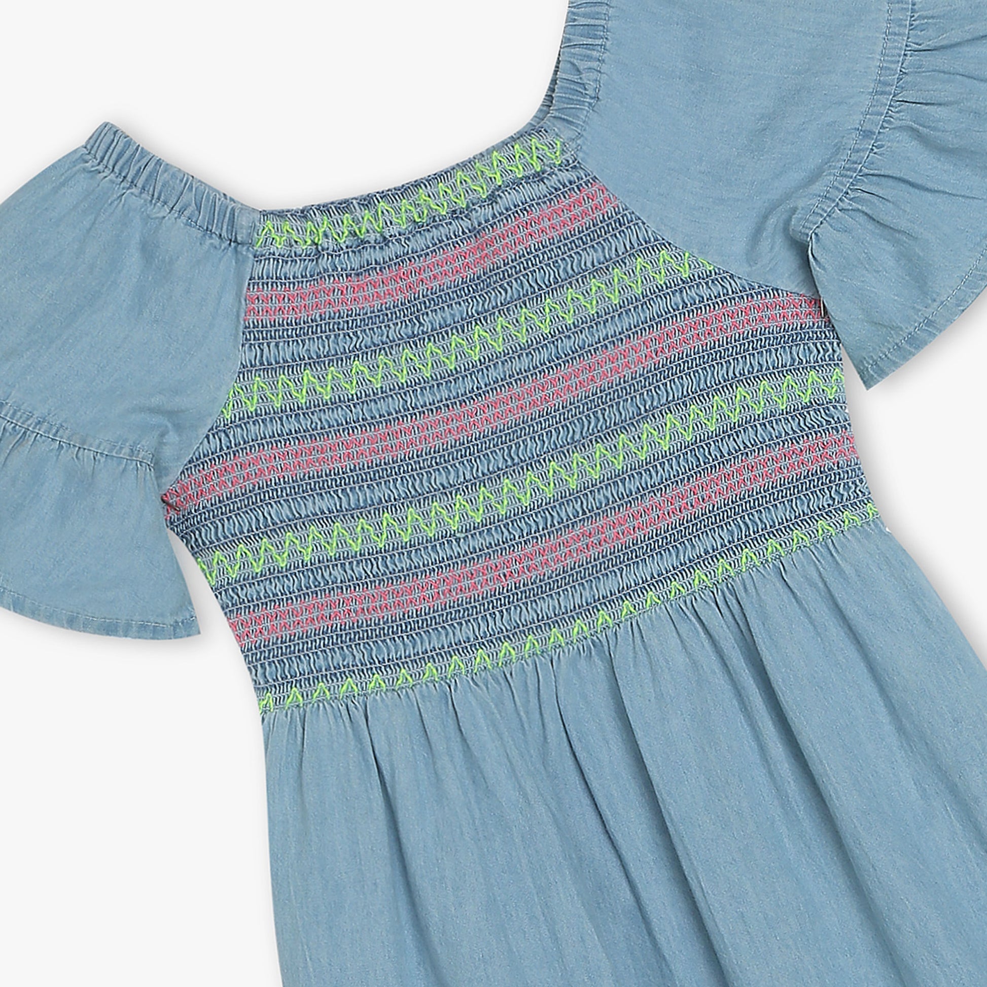 Girls Embellished Denim Dress