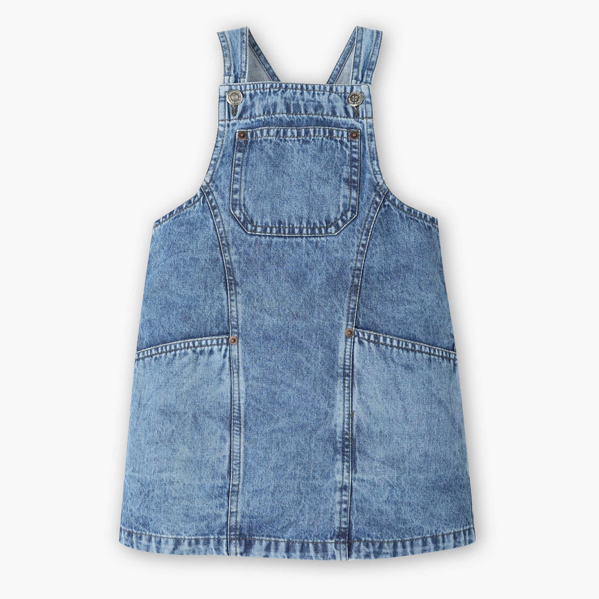 Girls Solid Pinaforce Dress