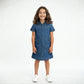 Girls Denim Dress With Belt Detail And Front Button Placket