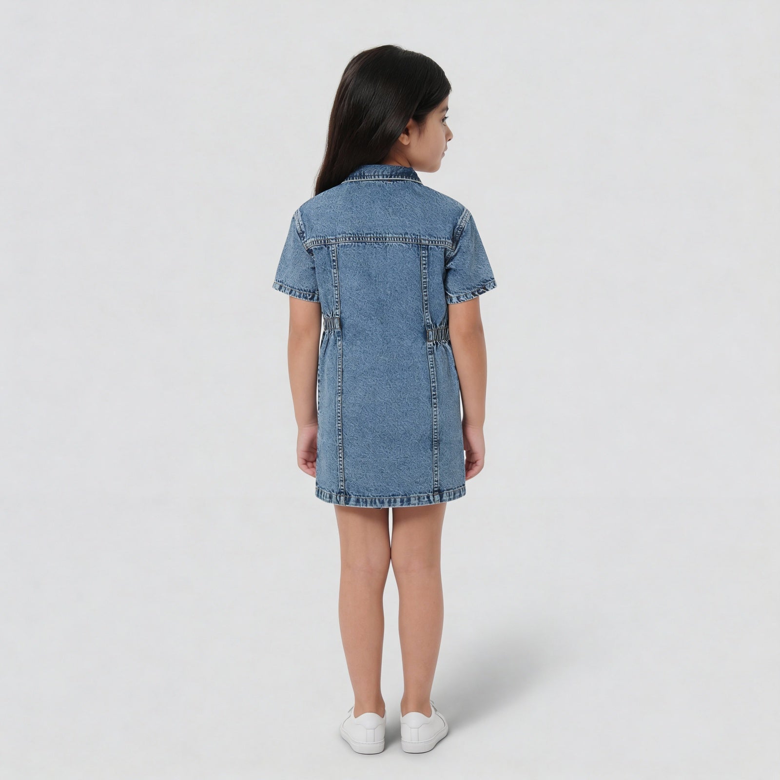 Girls Heavily Washed Denim Dress