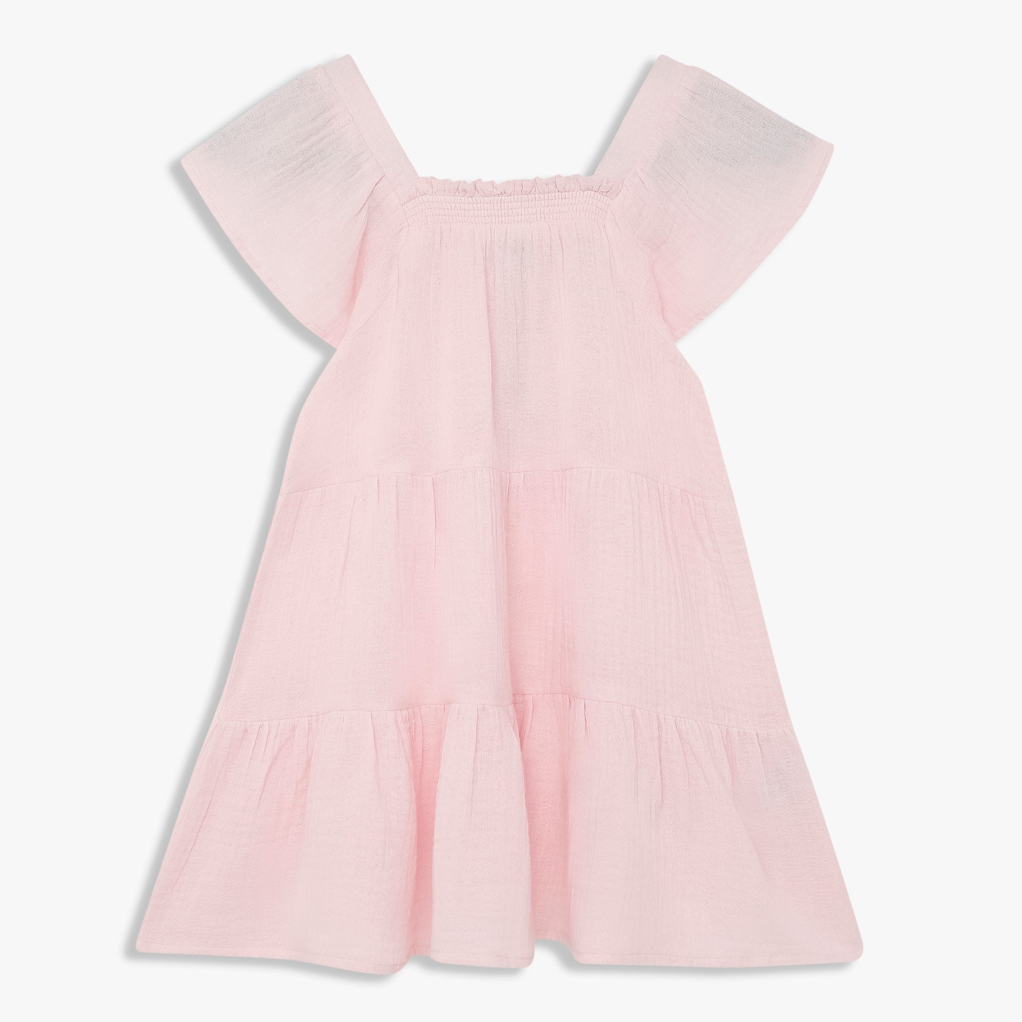 Girls Cotton Solid Knee Length Frock