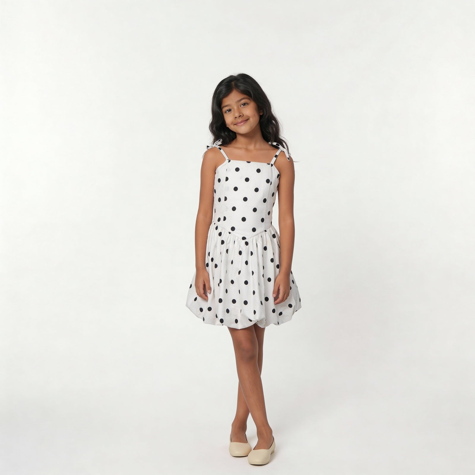 Girls Baloon Skirt Polka Dress