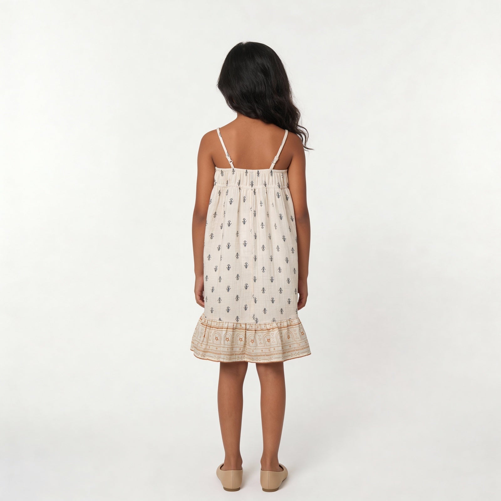 Girls Printed Calf Length Boho Dress