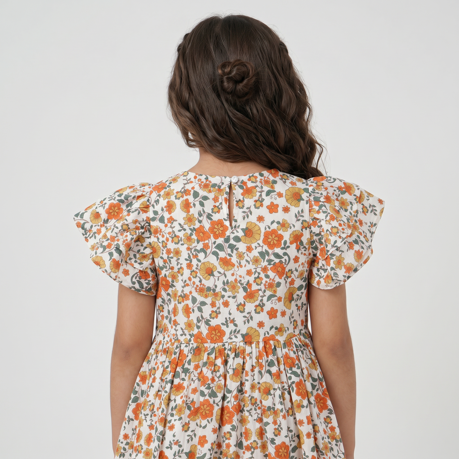 Girls Cotton Floral Print Dress