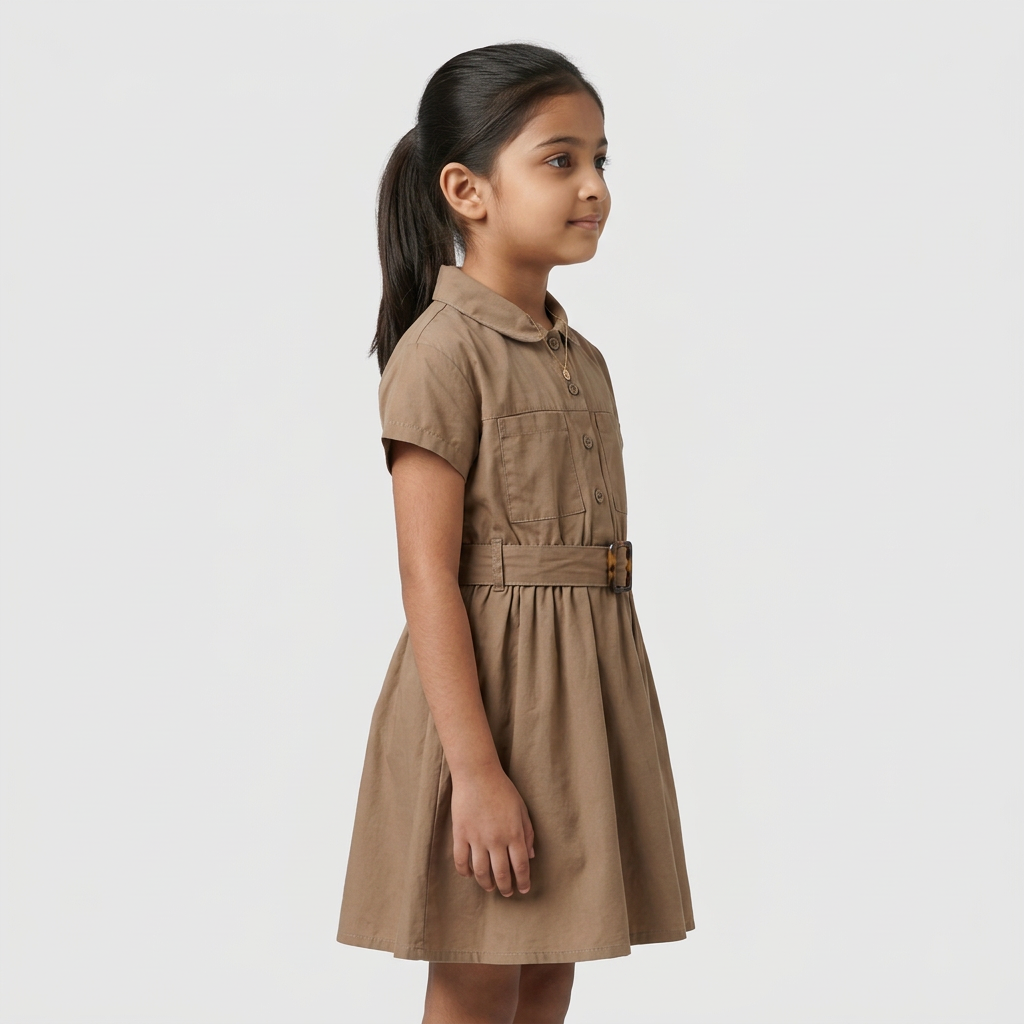 Girls Cotton Solid Dress