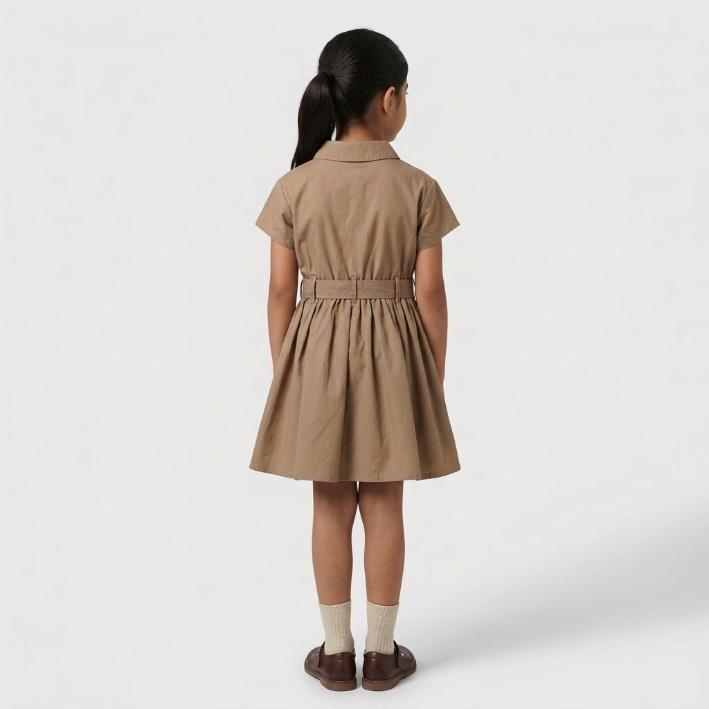 Girls Cotton Solid Dress