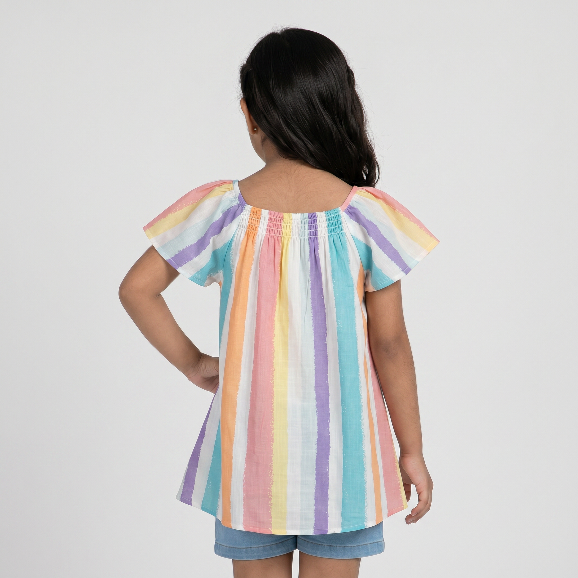 Girls Cotton Printed Striper Dress