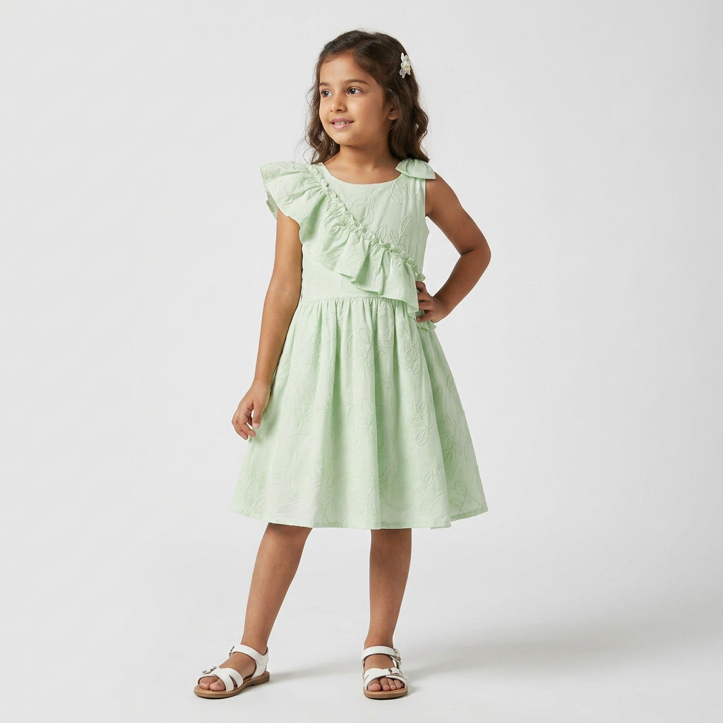 Girls Cotton Embroidered Dress