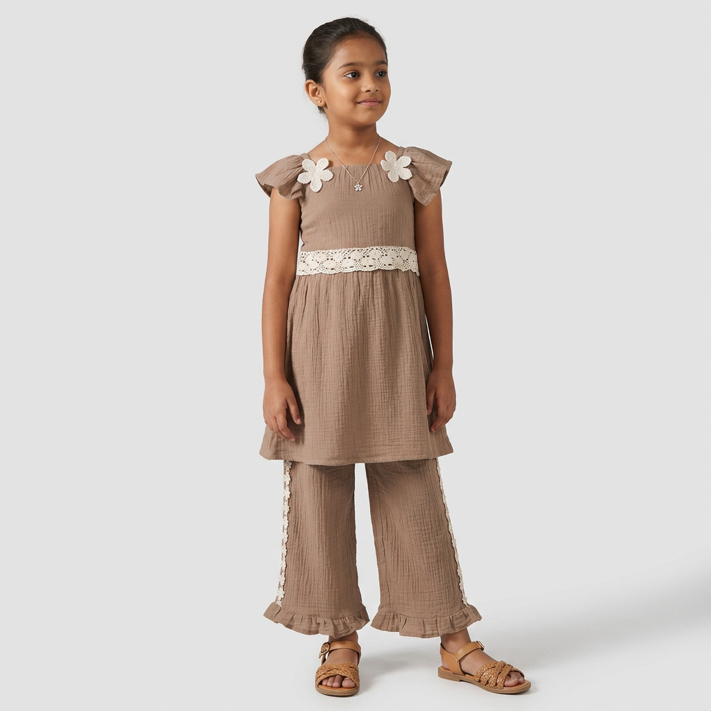 Girls Cotton Solid Dress