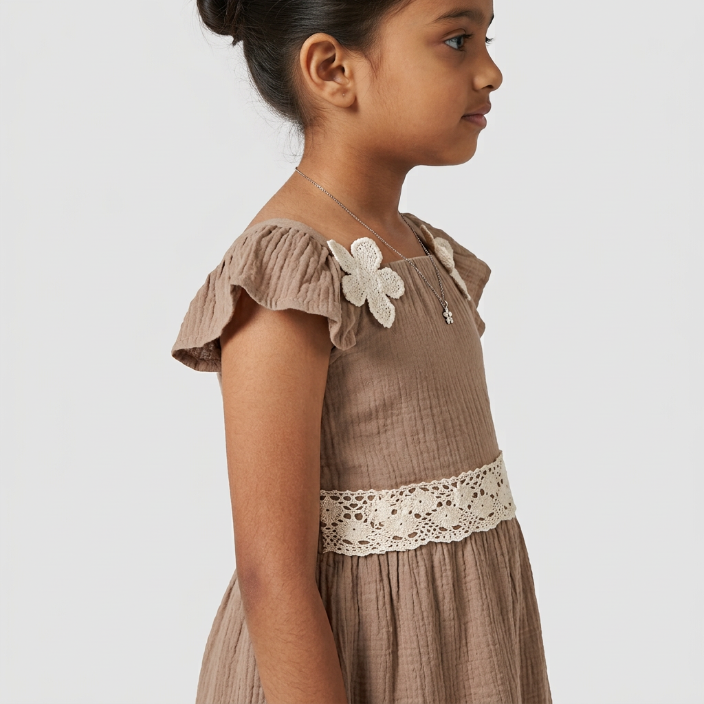 Girls Cotton Solid Dress