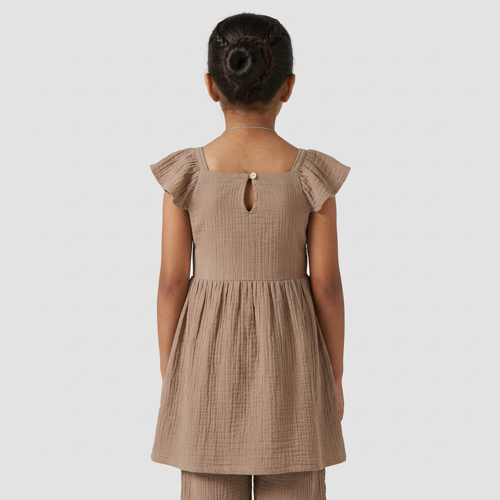 Girls Cotton Solid Dress