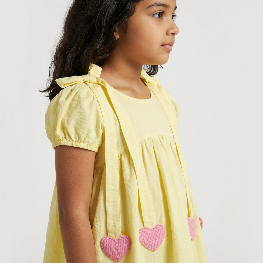 Girls Cotton Relaxed Fit Solid Dress