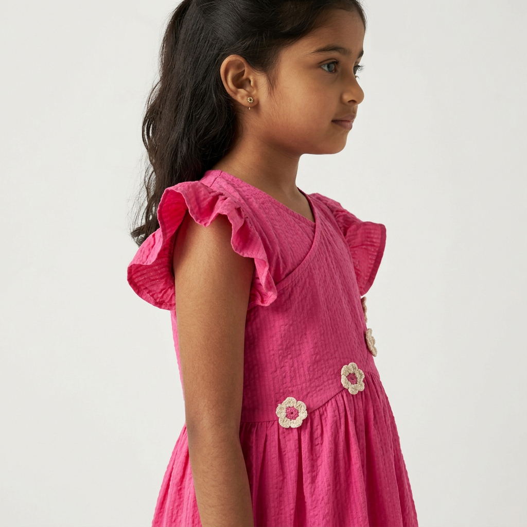 Girls Cotton Embroidered Dress