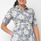 Camp Collar Tiered Floral Dress with Belt