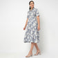 Camp Collar Tiered Floral Dress with Belt