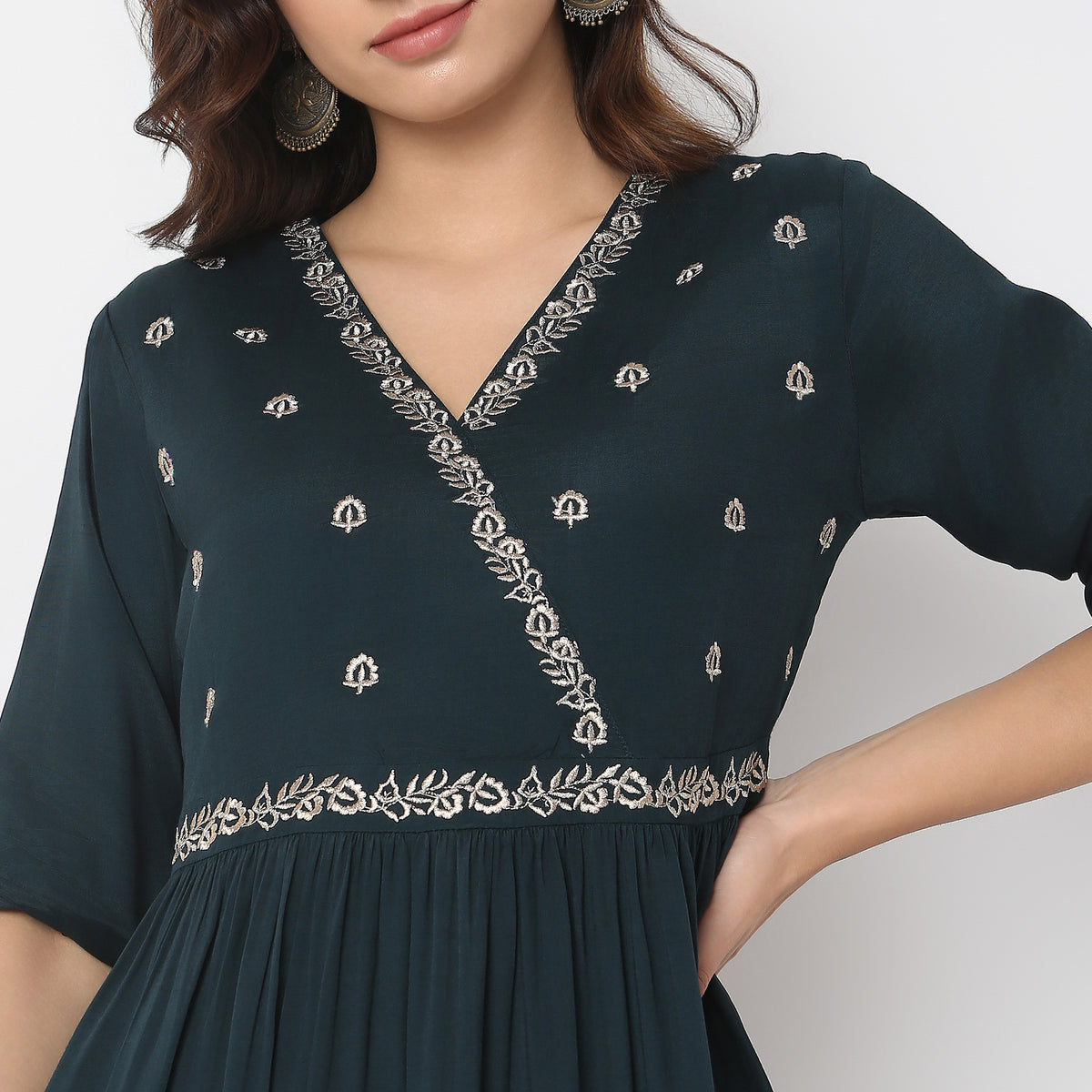 Flare Fit Embroidered Dress