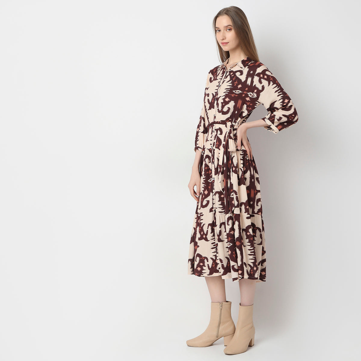 Flare Fit Printed A-Line Dress