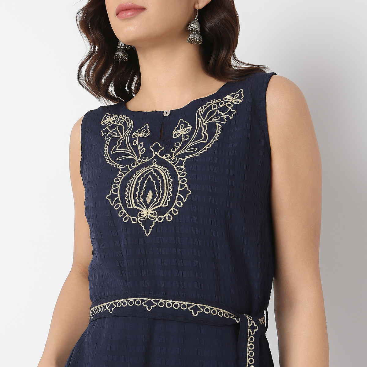 Regular Fit Embroidered Dress