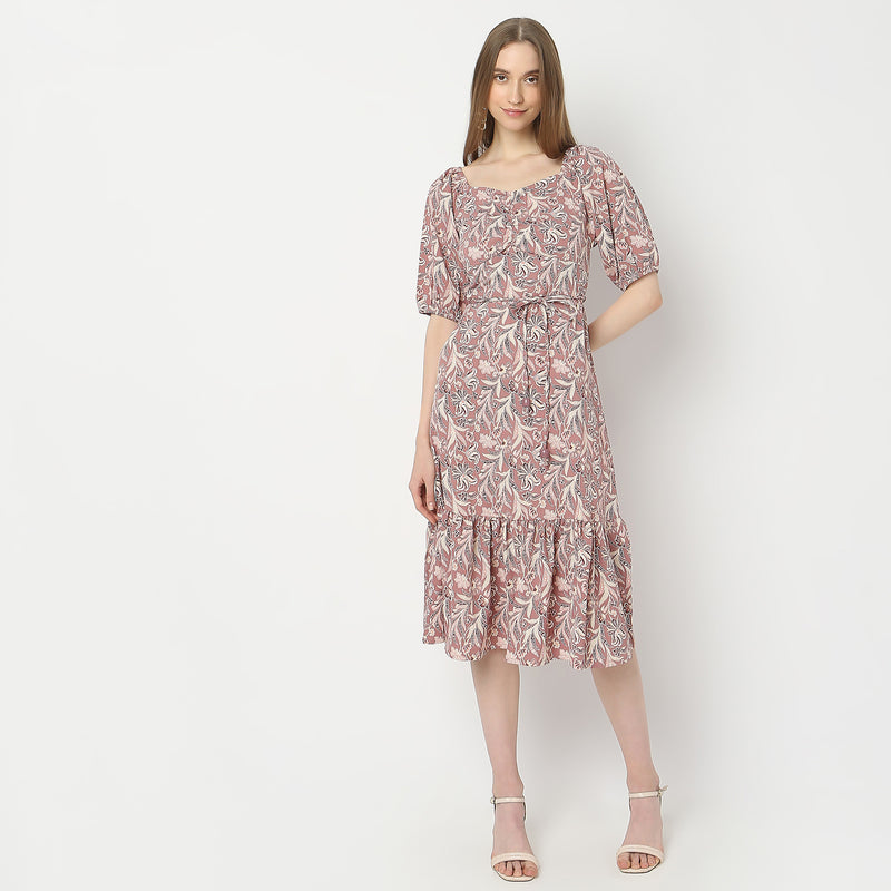 Flare Fit Printed Dress