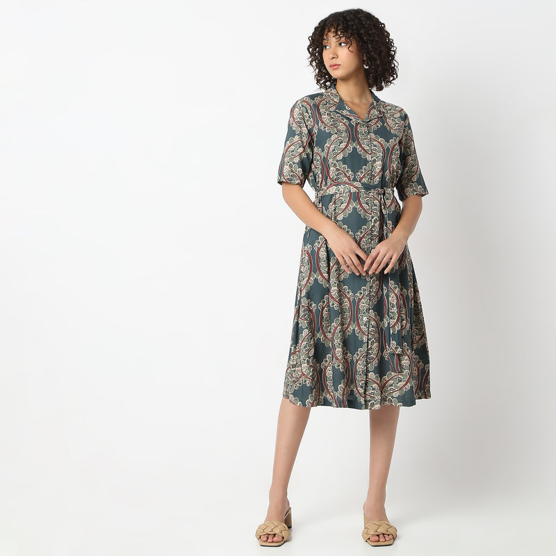 Flare Fit Printed Dress