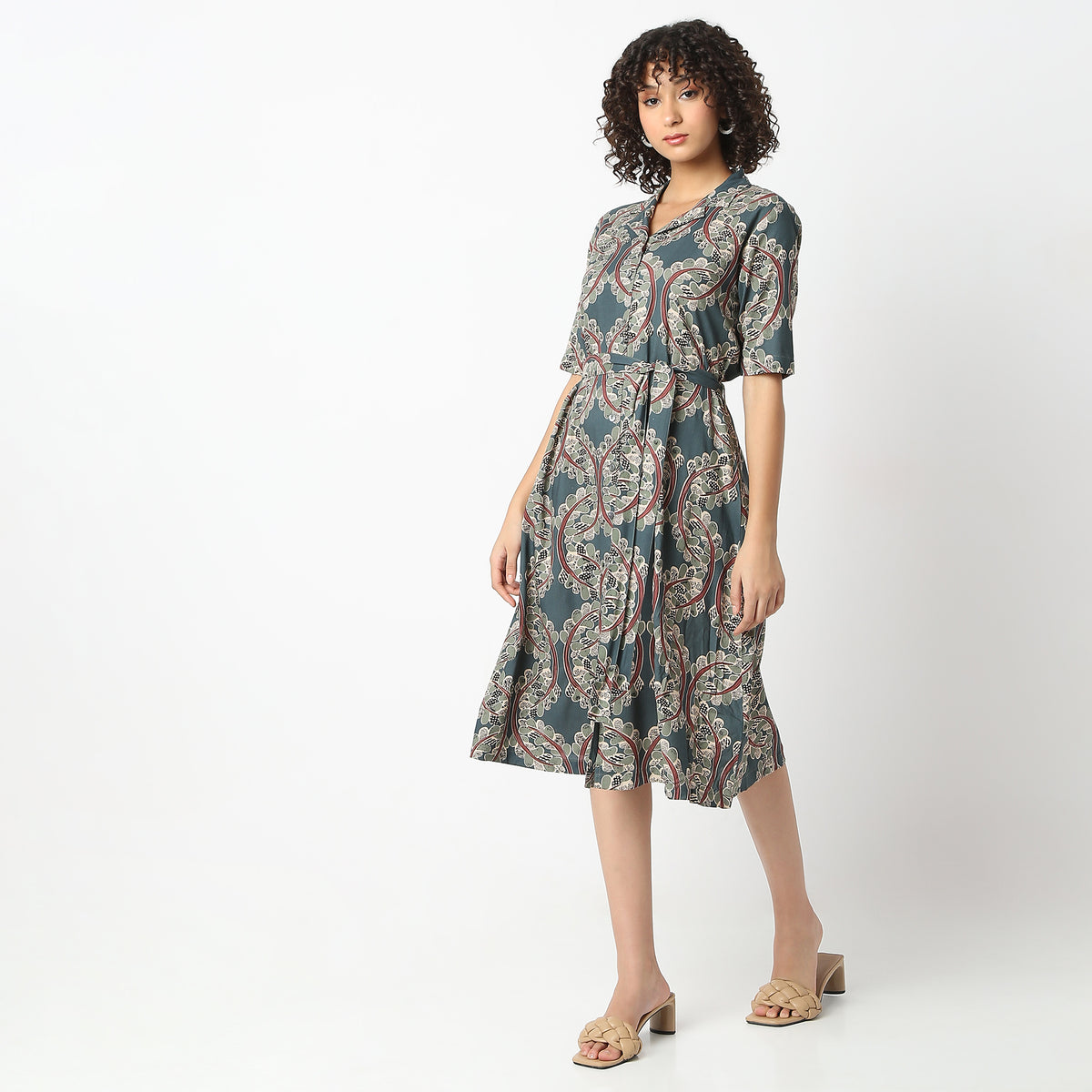 Flare Fit Printed Dress