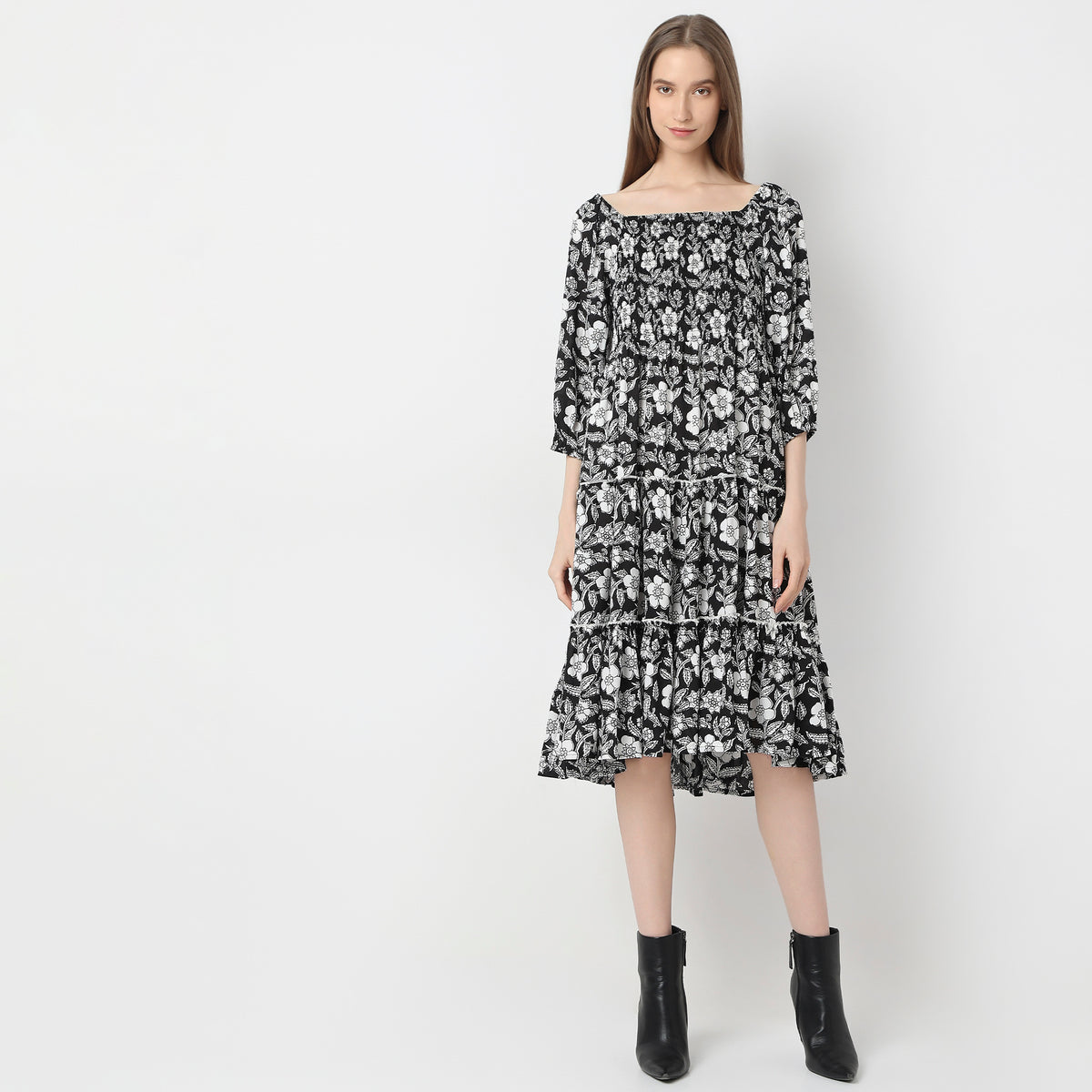 Flare Fit Printed A-Line Dress