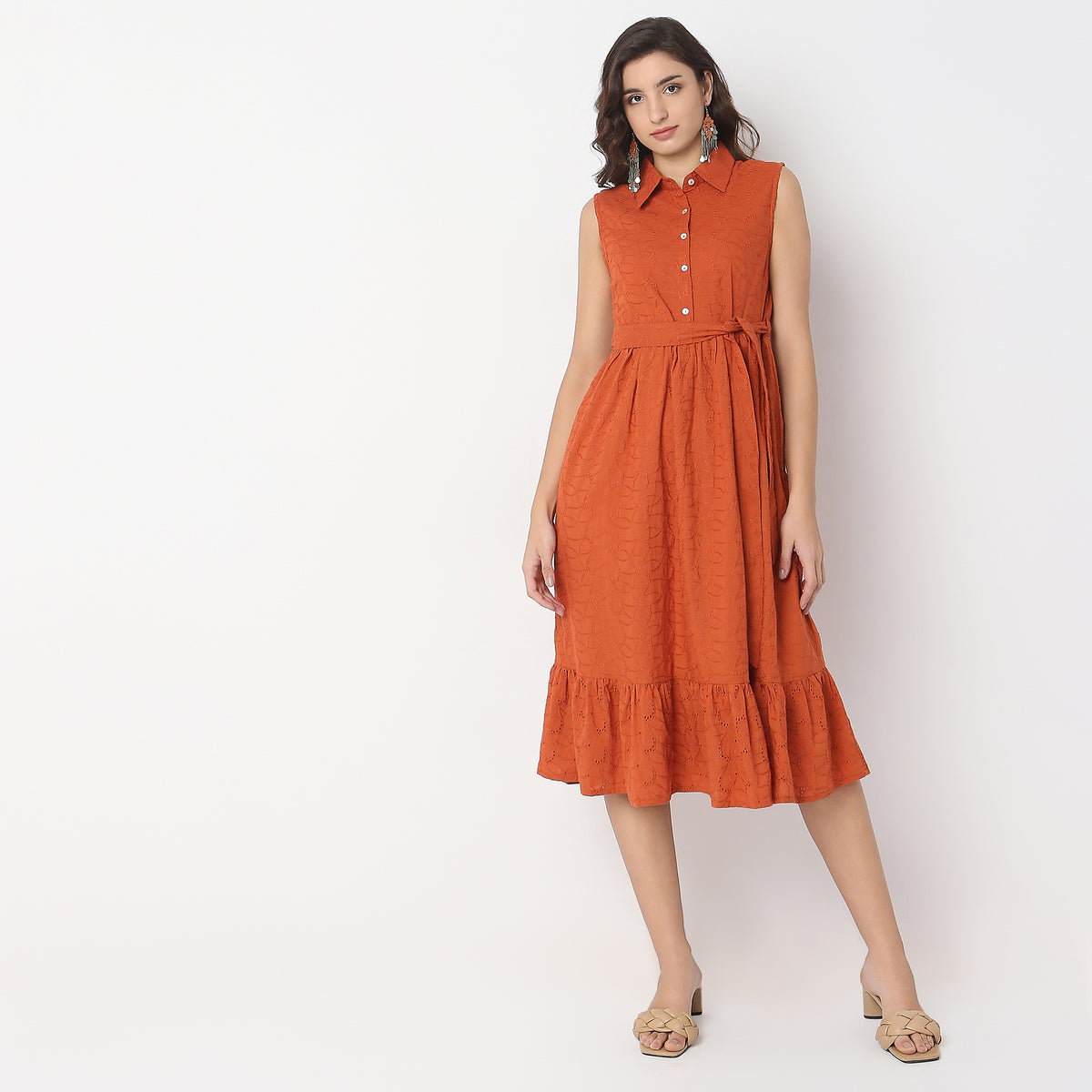 Flare Fit Embroidered Dress