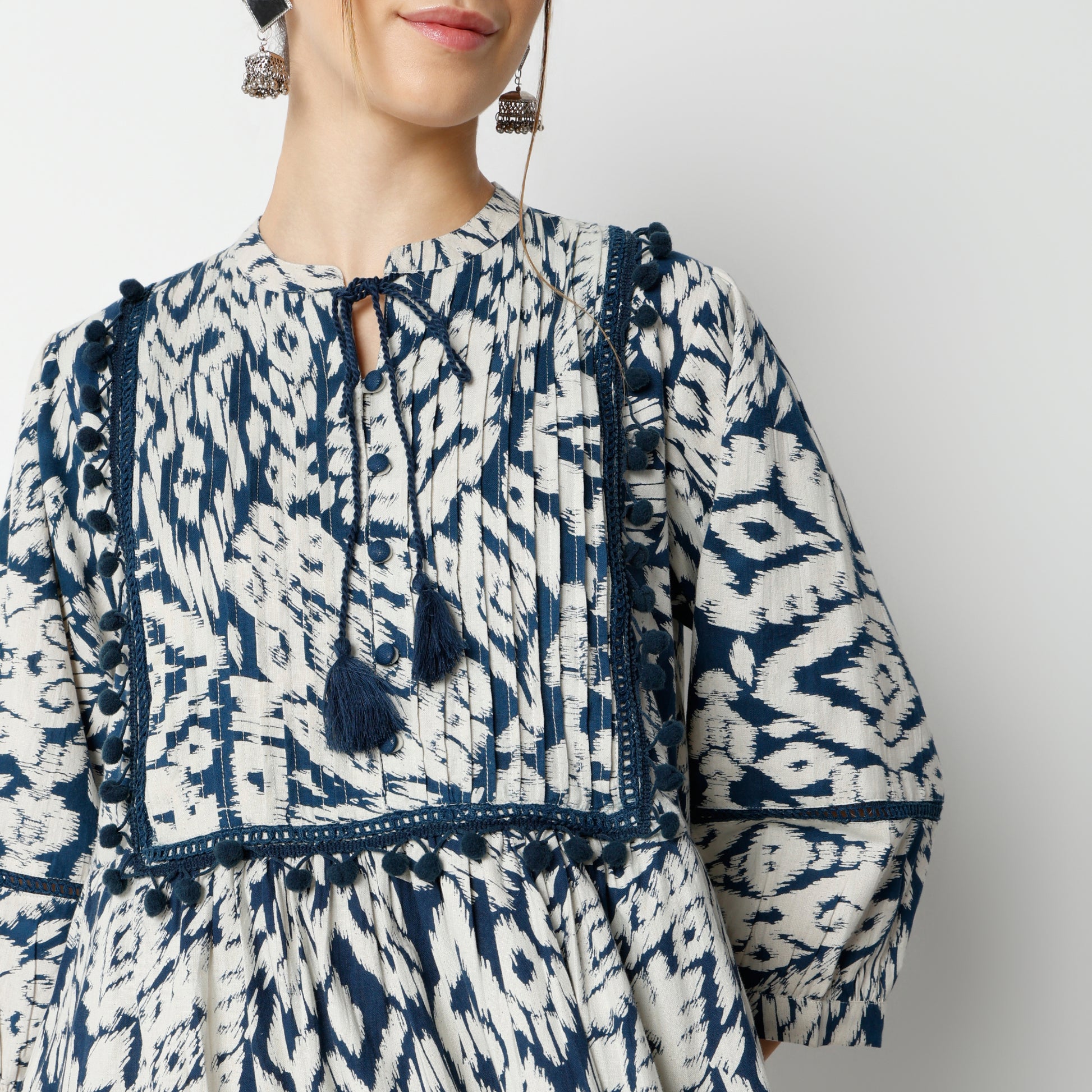 Flare Fit Printed Below Knee Dress