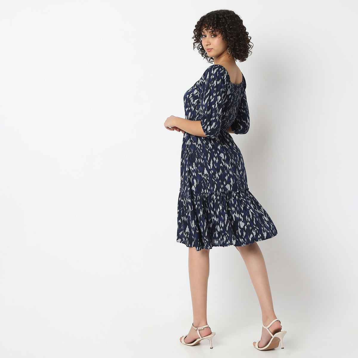 Flare Fit Printed Knee Length Dress